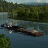 cargo ship on river
